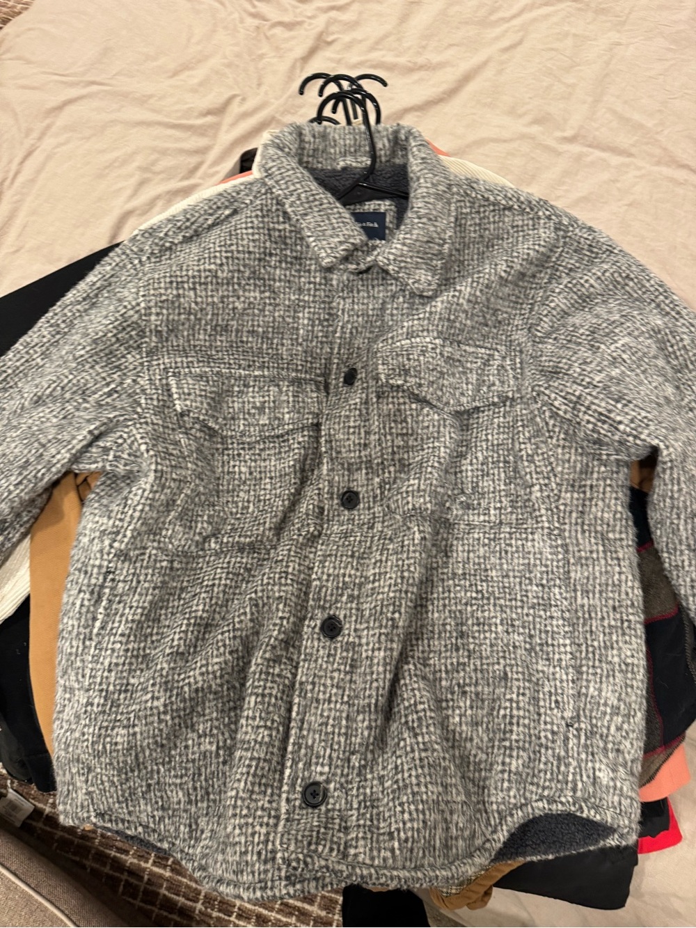 Abercrombie & Fitch Marled Gray Knit Shirt Jacket